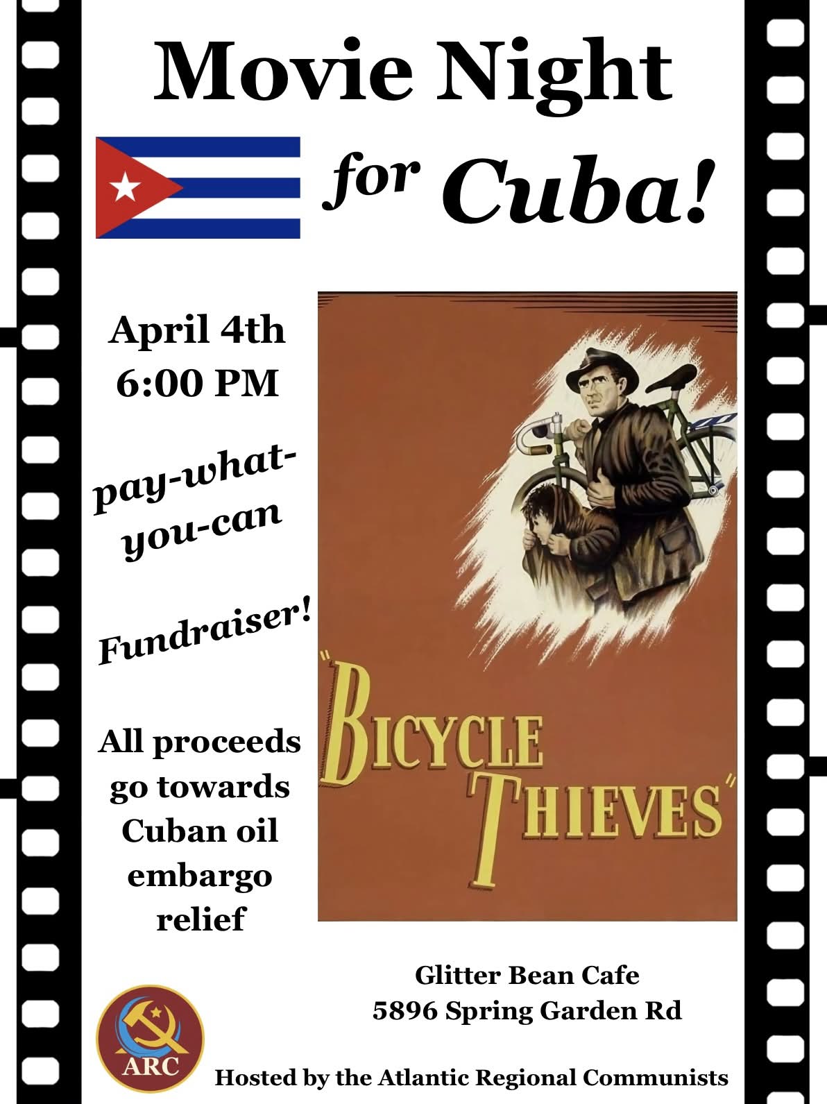 Movie Night for Cuba April 4th 6pm Glitter Bean